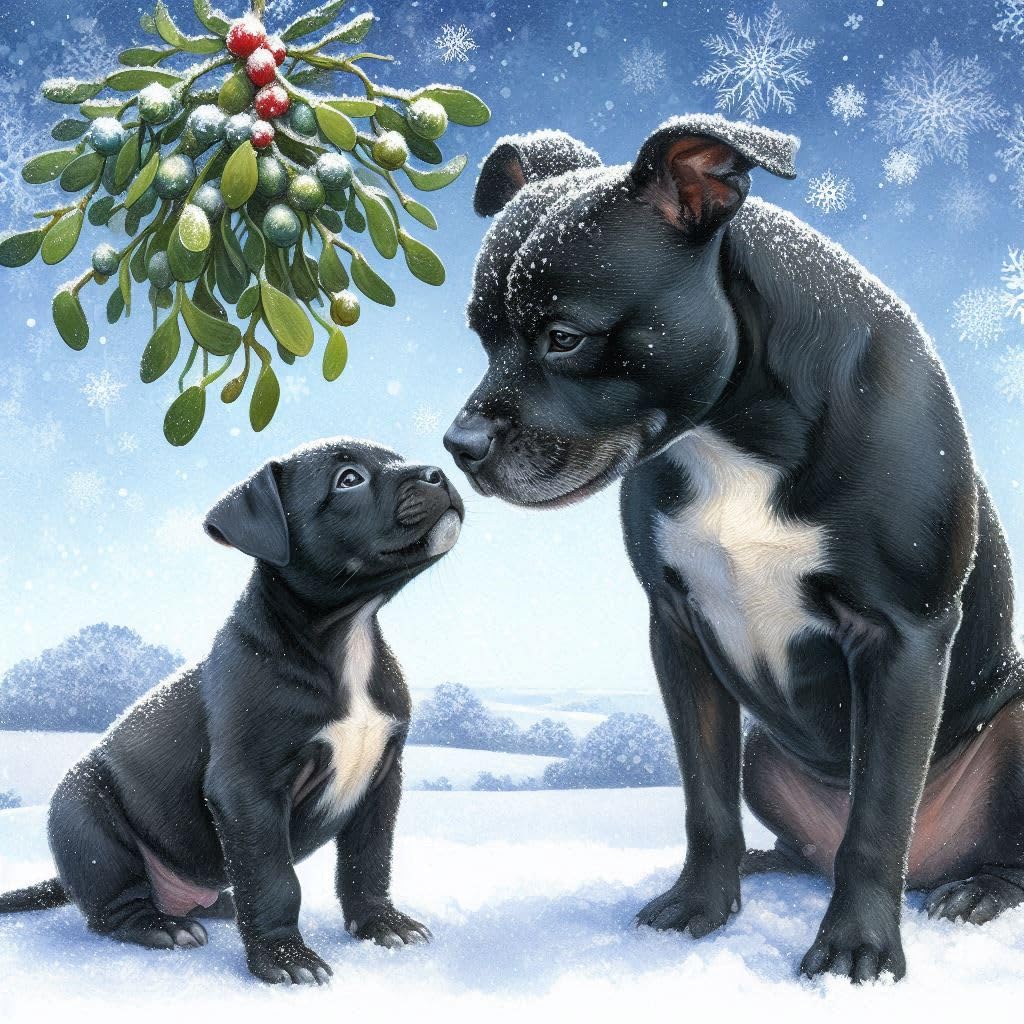 Black Staffy Christmas Card