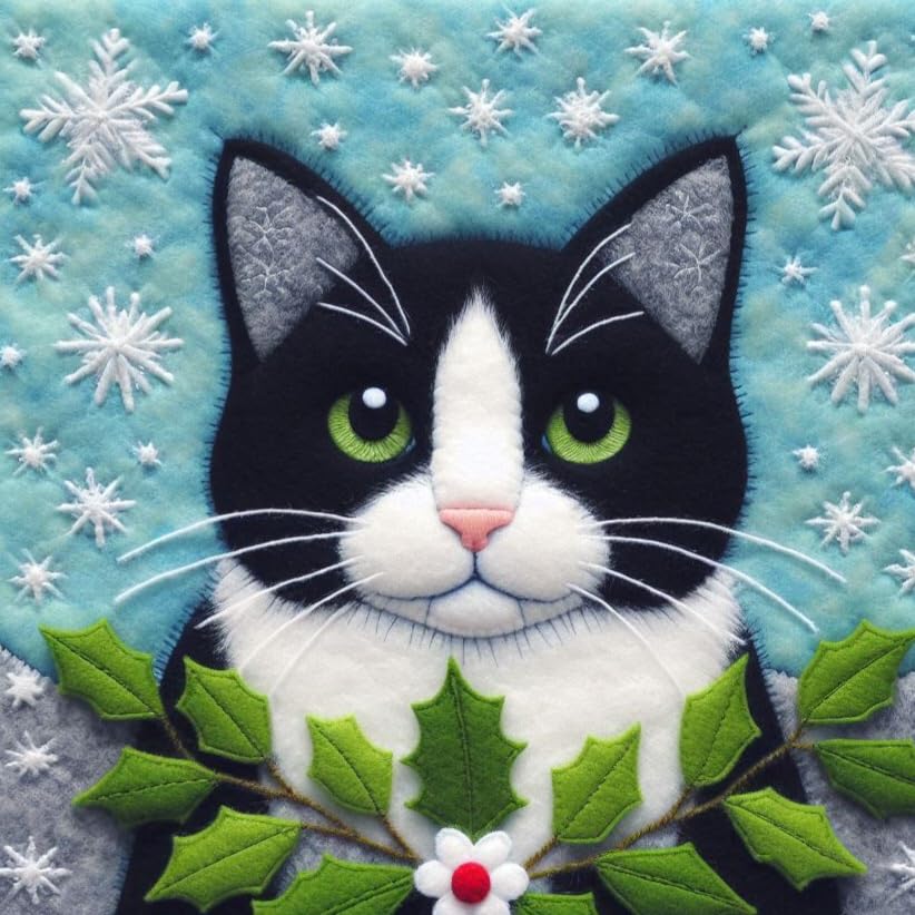 Black and White Cat Christmas Card