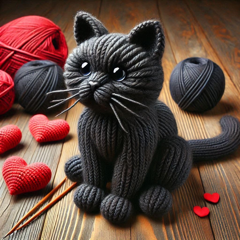 Black Cat Knitted Card