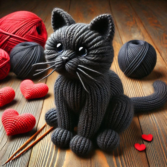 Black Cat Knitted Card