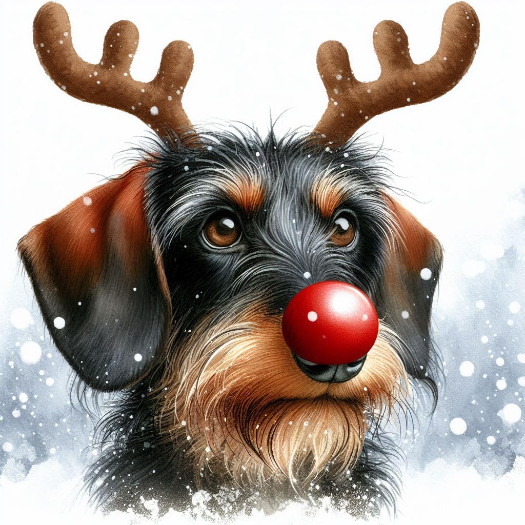 Wire Haired Dachshund Christmas Card
