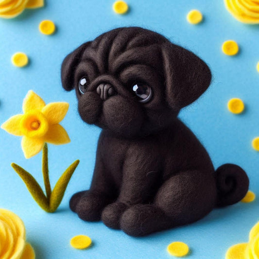Pug Daffodil Card