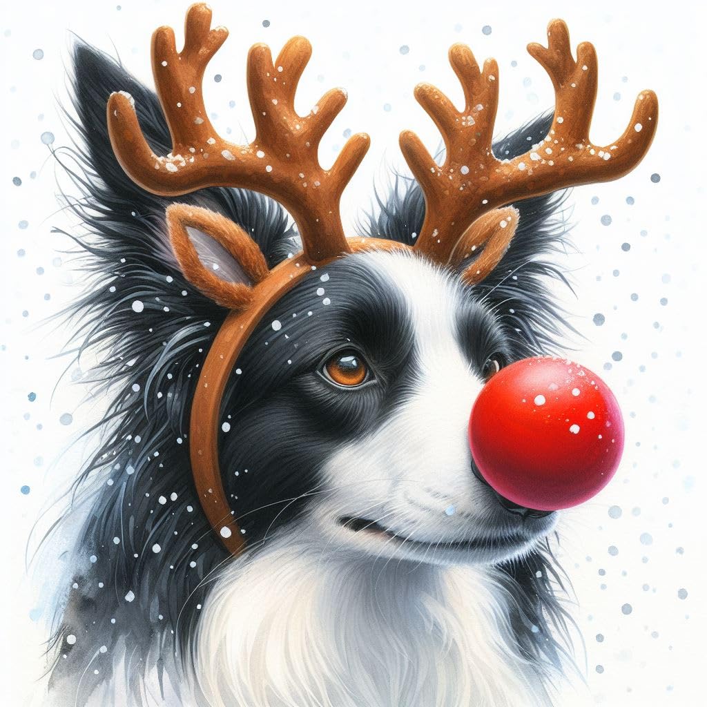 Border Collie Christmas Card