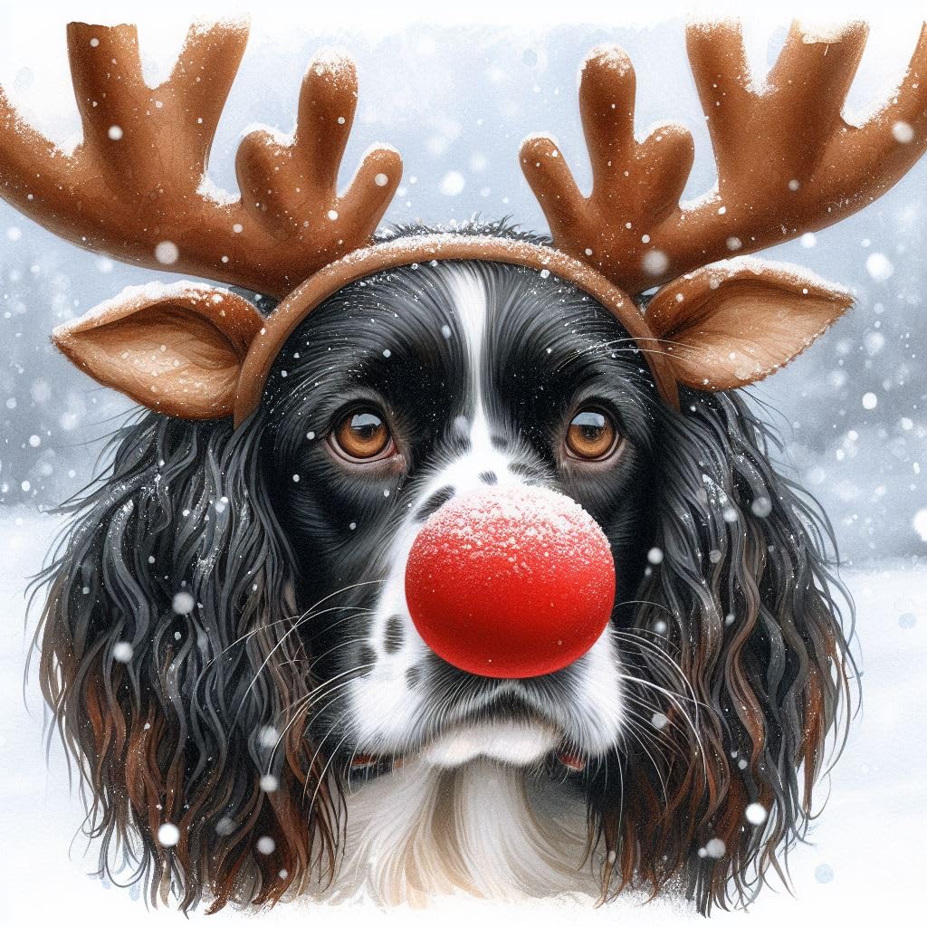 Springer Spaniel Rudolph Christmas Card