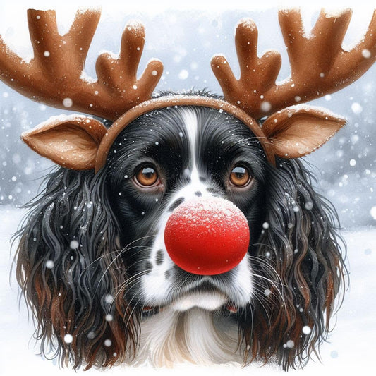 Springer Spaniel Rudolph Christmas Card