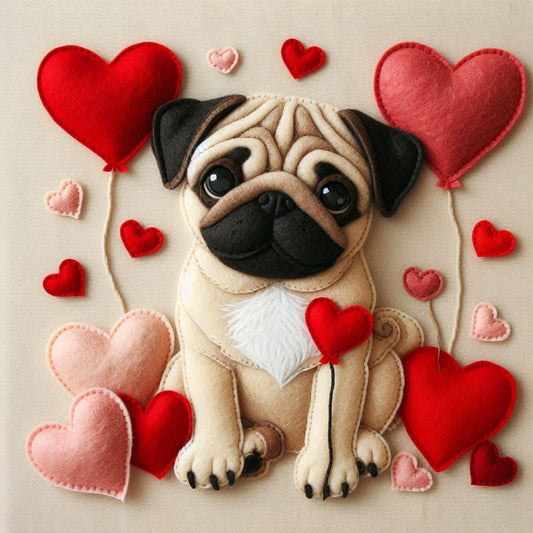Pug Felt Birthday Card
