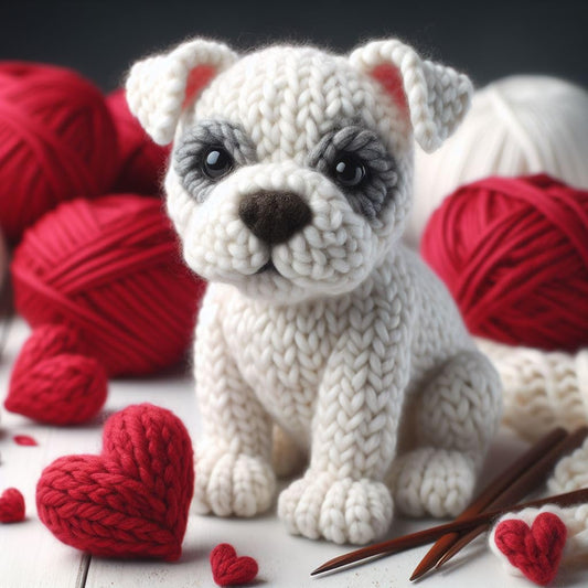 White Staffy Knitted Card