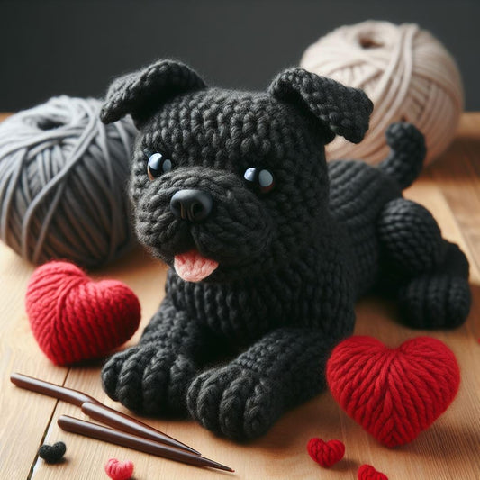 Knitted Black Staffie Card