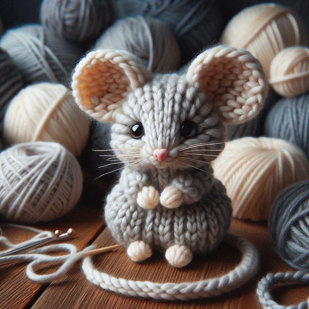 Knitted Mouse Blank Card