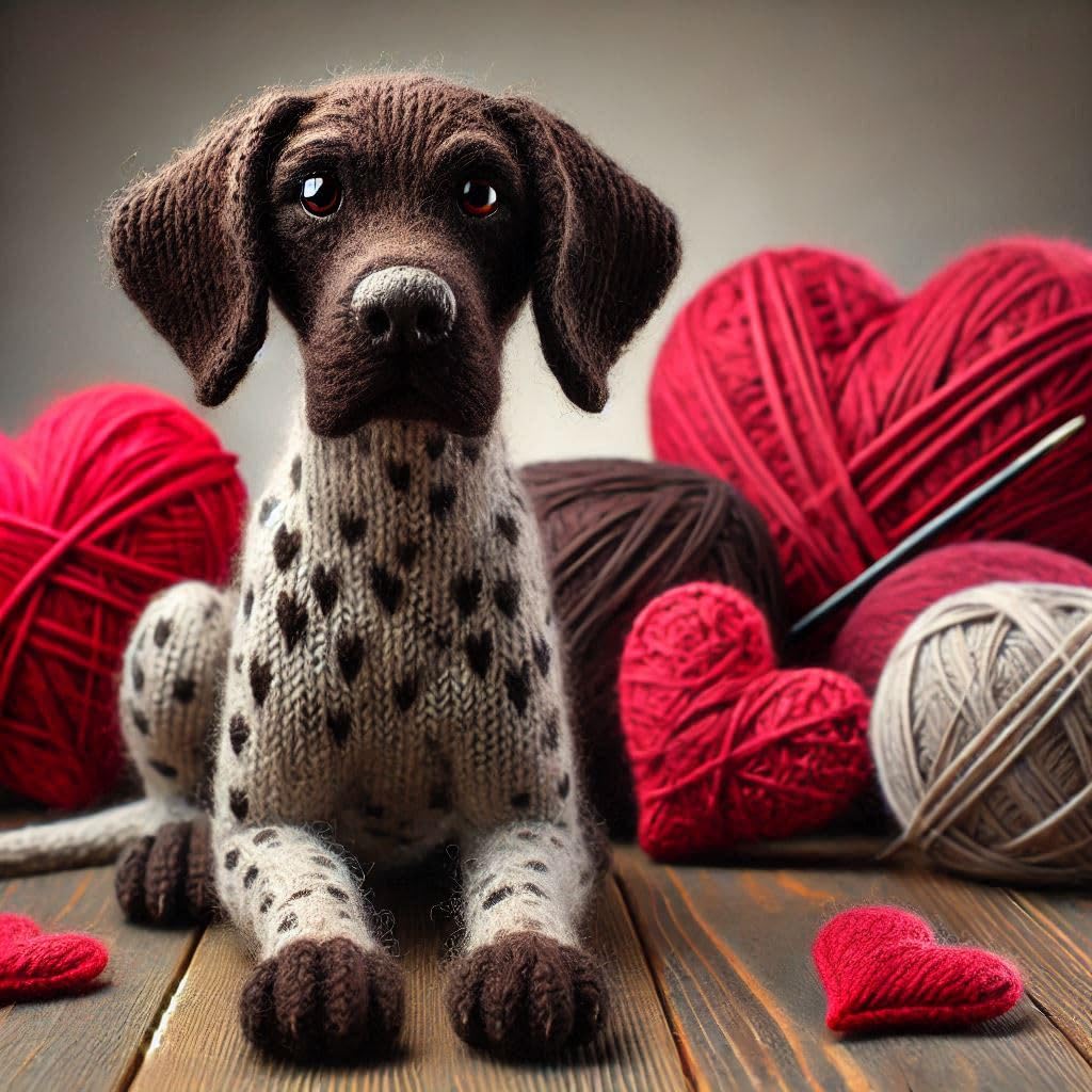 Knitted German Pointer Card