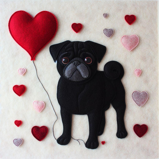Pug Felt Birthday Card