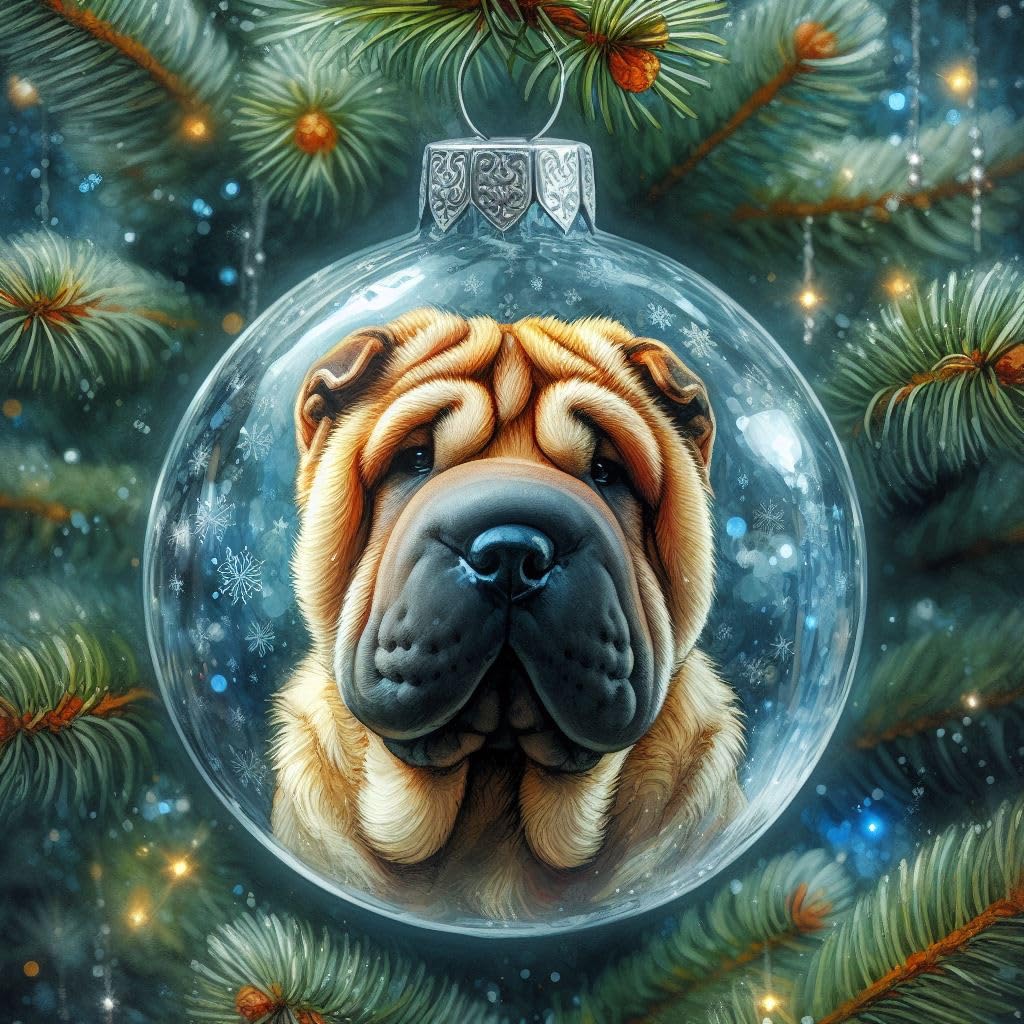 Shar Pei Bauble Christmas Card