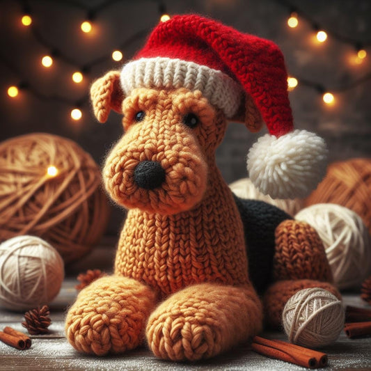 Airedale Terrier Knitted Christmas Card