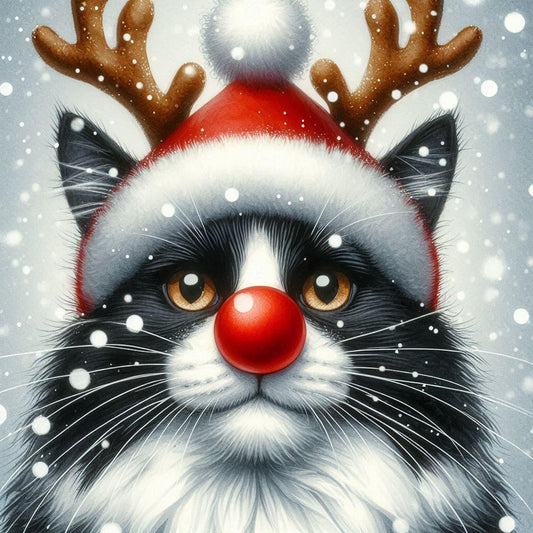 Black and White Cat Christmas Card