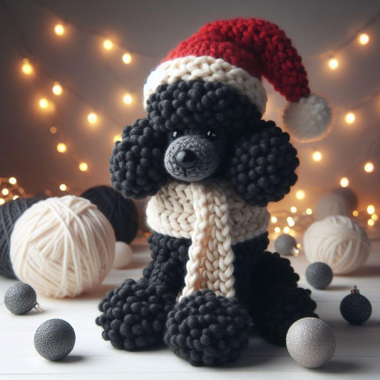 Kinitted Poodle Christmas Card
