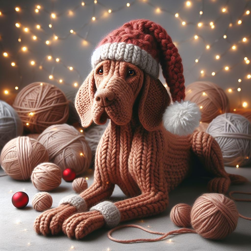 Vizsla Knitted Christmas Card