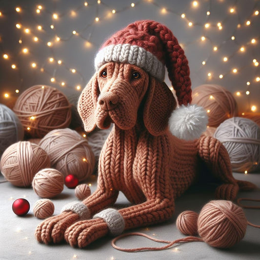 Vizsla Knitted Christmas Card