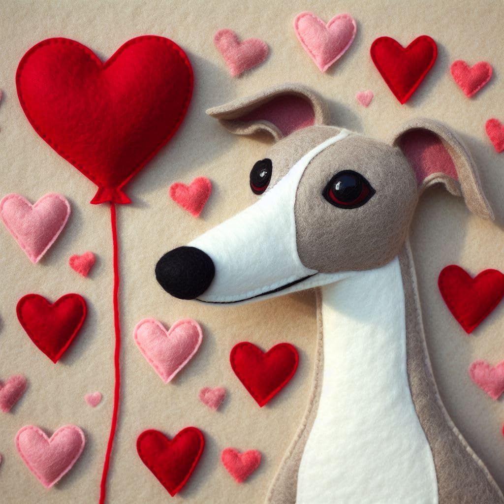 Grey Whippet Felt Card