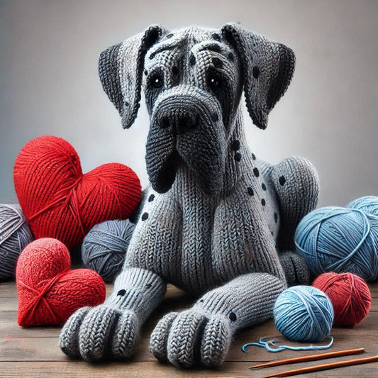 Knitted Great Dane Valentine Card